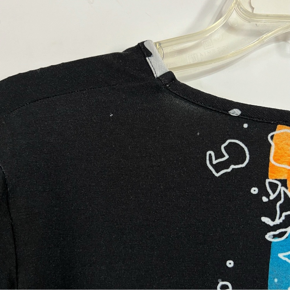 Snoskins Art To Wear Ruffle Sleeve Top M Abstract Unique Stretch Resortwear - Picture 6 of 6